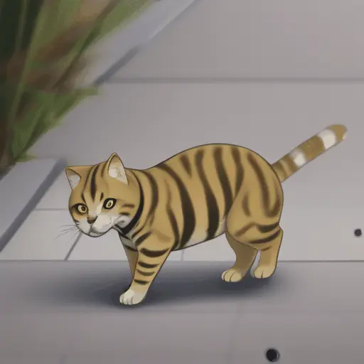 An anime cat slowly walking